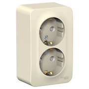 Blanca наружняя молочная розетка 2-ая с заземлением, со шторками, 16А, 250В BLNRA011202 Blanca наружняя молочная розетка 2-ая с заземлением, со шторками, 16А, 250В BLNRA011202