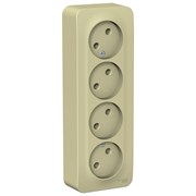 Blanca наружняя бежевый розетка 4-ая без заземления без шторок, изолированная пластина 16А, 250В BLNRA000417 Blanca наружняя бежевый розетка 4-ая без заземления без шторок, изолированная пластина 16А, 250В BLNRA000417