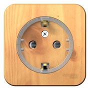 Blanca наружняя ясень розетка с заземлением, со шторками, (тонкая), 16А, 250В BLNRA111115