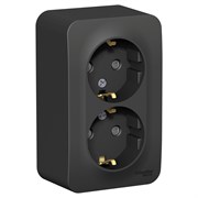 Blanca наружняя антрацит розетка 2-ая с заземлением, со шторками 16А,250В, изолированная пластина BLNRA011216 Blanca наружняя антрацит розетка 2-ая с заземлением, со шторками 16А,250В, изолированная пластина BLNRA011216