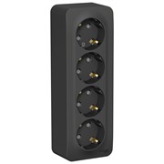 Blanca наружняя антрацит розетка 4-ая с заземлением, со шторками 16А, 250В, изолированная пластина BLNRA011416 Blanca наружняя антрацит розетка 4-ая с заземлением, со шторками 16А, 250В, изолированная пластина BLNRA011416