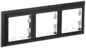 IEK Brite Decor чёрный / хром 3D-форма рамка 3-местная BR-M32-12-2-K23 IEK Brite Decor чёрный / хром 3D-форма рамка 3-местная BR-M32-12-2-K23