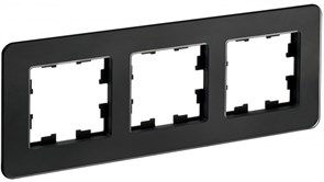 IEK Brite Decor чёрный матовый стекло скруглённые углы рамка 3-местная BR-M32-G-41-K02 IEK Brite Decor чёрный матовый стекло скруглённые углы рамка 3-местная BR-M32-G-41-K02