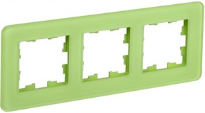 IEK Brite Decor эко грин матовый стекло скруглённые углы рамка 3-местная BR-M32-G-41-K06 IEK Brite Decor эко грин матовый стекло скруглённые углы рамка 3-местная BR-M32-G-41-K06
