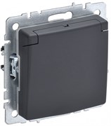 IEK Brite Base графит розетка 1-м с заземлением, с защитными шторками и крышкой 16А IP20 BR-R16-16-K53 IEK Brite Base графит розетка 1-м с заземлением, с защитными шторками и крышкой 16А IP20 BR-R16-16-K53