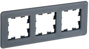 IEK Brite Decor графит матовый стекло скруглённые углы рамка 3 места BR-M32-G-41-K53 IEK Brite Decor графит матовый стекло скруглённые углы рамка 3 места BR-M32-G-41-K53