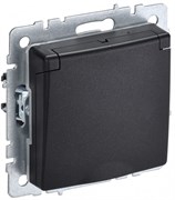 IEK Brite Base чёрный розетка 1-м с заземлением, с защитными шторками и крышкой 16А IP20 BR-R16-16-K02 IEK Brite Base чёрный розетка 1-м с заземлением, с защитными шторками и крышкой 16А IP20 BR-R16-16-K02