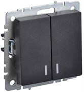 IEK Brite Base чёрный выключатель 2- клавишный с индик 10А BR-V20-1-10-K02 IEK Brite Base чёрный выключатель 2- клавишный с индик 10А BR-V20-1-10-K02