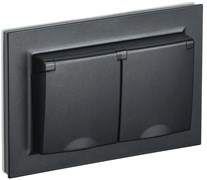 IEK Brite чёрный розетка 2 - места, с заземлением и шторками, и крышк 16А в сборе IP44 BR-R26-16-44-K02-F IEK Brite чёрный розетка 2 - места, с заземлением и шторками, и крышк 16А в сборе IP44 BR-R26-16-44-K02-F
