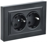 IEK Brite чёрный розетка 2-места с заземлением, без защитных створок 16А в сборе BR-R21-16-K02-F IEK Brite чёрный розетка 2-места с заземлением, без защитных створок 16А в сборе BR-R21-16-K02-F