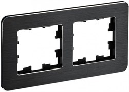 IEK Brite Decor чёрный / алюминий металл скруглённые углы рамка 2 места BR-M22-M-21-K02 IEK Brite Decor чёрный / алюминий металл скруглённые углы рамка 2 места BR-M22-M-21-K02