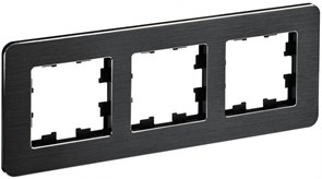 IEK Brite Decor чёрный / алюминий металл скруглённые углы рамка 3 места BR-M32-M-21-K02 IEK Brite Decor чёрный / алюминий металл скруглённые углы рамка 3 места BR-M32-M-21-K02