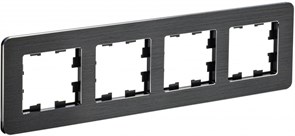 IEK Brite Decor чёрный / алюминий металл скруглённые углы рамка 4 места BR-M42-M-21-K02 IEK Brite Decor чёрный / алюминий металл скруглённые углы рамка 4 места BR-M42-M-21-K02