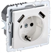 IEK Brite Base белый розетка с заземлением и шторками, 16А с USB A+A 2,1А BR-R14-16-U21-D21-K01 IEK Brite Base белый розетка с заземлением и шторками, 16А с USB A+A 2,1А BR-R14-16-U21-D21-K01
