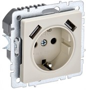 IEK Brite Base бежевый розетка с заземлением и шторками, 16А с USB A+A 3,1А BR-R14-16-U21-D31-K10 IEK Brite Base бежевый розетка с заземлением и шторками, 16А с USB A+A 3,1А BR-R14-16-U21-D31-K10