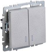 IEK Brite Base алюминий выключатель 2- клавишный с индик 10А BR-V20-1-10-K47 IEK Brite Base алюминий выключатель 2- клавишный с индик 10А BR-V20-1-10-K47