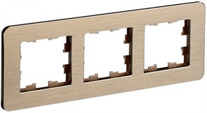 IEK Brite Decor шампань металл скруглённые углы рамка 3 места BR-M32-M-21-K37 IEK Brite Decor шампань металл скруглённые углы рамка 3 места BR-M32-M-21-K37