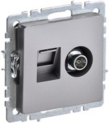 IEK Brite Base сталь розетка двойная TV+RJ45 кат.5E BR-AK20-1-K46 IEK Brite Base сталь розетка двойная TV+RJ45 кат.5E BR-AK20-1-K46
