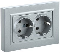 IEK Brite Base сталь розетка 2-места с заземлением, без защитных створок 16А в сборе BR-R21-16-K46-F IEK Brite Base сталь розетка 2-места с заземлением, без защитных створок 16А в сборе BR-R21-16-K46-F