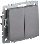 IEK Brite Base сталь выключатель 2- клавишный 10А BR-V20-0-10-K46 IEK Brite Base сталь выключатель 2- клавишный 10А BR-V20-0-10-K46