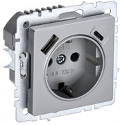 IEK Brite Base алюминий розетка с заземлением и шторками, 16А с USB A+C 18Вт BR-R14-16-U22-018-K47 IEK Brite Base алюминий розетка с заземлением и шторками, 16А с USB A+C 18Вт BR-R14-16-U22-018-K47