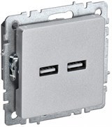 IEK Brite Base алюминий розетка USB A+A 3,1А BR-U21-D31-K47 IEK Brite Base алюминий розетка USB A+A 3,1А BR-U21-D31-K47