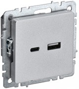 IEK Brite Base алюминий розетка USB A+C 18Вт BR-U22-018-K47 IEK Brite Base алюминий розетка USB A+C 18Вт BR-U22-018-K47