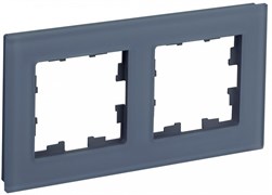 IEK Brite Decor маренго матовый стекло рамка 2-местная BR-M22-G-31-K35 IEK Brite Decor маренго матовый стекло рамка 2-местная BR-M22-G-31-K35