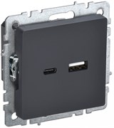 IEK Brite Base графит розетка USB A+C 18Вт BR-U22-018-K53 IEK Brite Base графит розетка USB A+C 18Вт BR-U22-018-K53