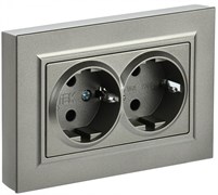 IEK Brite шампань розетка 2-места с заземлением, с защитными шторками 16А в сборе BR-R24-16-K37-F IEK Brite шампань розетка 2-места с заземлением, с защитными шторками 16А в сборе BR-R24-16-K37-F