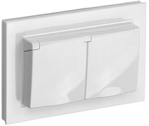 IEK Brite белый розетка 2 места, с заземлением, шторками и крышкой, 16А в сборе IP44 BR-R26-16-44-K01-F IEK Brite белый розетка 2 места, с заземлением, шторками и крышкой, 16А в сборе IP44 BR-R26-16-44-K01-F