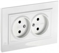 IEK Brite белый розетка 2-места без заземления, без защитных створок 10А в сборе BR-R20-10-K01-F IEK Brite белый розетка 2-места без заземления, без защитных створок 10А в сборе BR-R20-10-K01-F