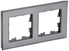 IEK Brite Decor серый глянец стекло рамка 2 места BR-M22-G-K03 IEK Brite Decor серый глянец стекло рамка 2 места BR-M22-G-K03