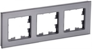 IEK Brite Decor серый глянец стекло рамка 3 места BR-M32-G-K03 IEK Brite Decor серый глянец стекло рамка 3 места BR-M32-G-K03