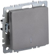 IEK Brite Base сталь выключатель 1-клавишный, проходной с индикацией 10А BR-V12-1-10-K46 IEK Brite Base сталь выключатель 1-клавишный, проходной с индикацией 10А BR-V12-1-10-K46