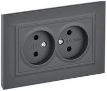 IEK Brite графит розетка 2-я без заземления, шторок, 10А в сборе BR-R20-10-K53-F IEK Brite графит розетка 2-я без заземления, шторок, 10А в сборе BR-R20-10-K53-F