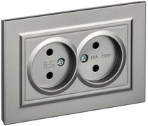 IEK Brite сталь розетка 2-я без заземления, шторок, 10А в сборе BR-R20-10-K46-F IEK Brite сталь розетка 2-я без заземления, шторок, 10А в сборе BR-R20-10-K46-F