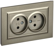 IEK Brite шампань розетка 2-я без заземления, без защитных шторок 10А в сборе BR-R20-10-K37-F IEK Brite шампань розетка 2-я без заземления, без защитных шторок 10А в сборе BR-R20-10-K37-F