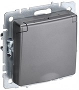 IEK Brite Base сталь розетка 1-м с заземлением, с защитными шторками и крышкой 16А IP44 BR-R16-16-44-K46 IEK Brite Base сталь розетка 1-м с заземлением, с защитными шторками и крышкой 16А IP44 BR-R16-16-44-K46