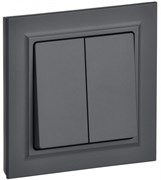 IEK Brite графит выключатель 2- клавишный. 10А в сборе BR-V20-0-10-K53-F IEK Brite графит выключатель 2- клавишный. 10А в сборе BR-V20-0-10-K53-F