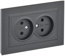 IEK Brite графит розетка 2-я без заземления, со шторками, 10А в сборе BR-R23-10-K53-F IEK Brite графит розетка 2-я без заземления, со шторками, 10А в сборе BR-R23-10-K53-F