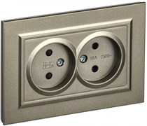 IEK Brite шампань розетка 2-я без заземления, со шторками, 10А в сборе BR-R23-10-K37-F IEK Brite шампань розетка 2-я без заземления, со шторками, 10А в сборе BR-R23-10-K37-F