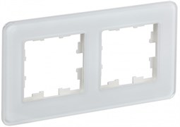 IEK Brite Decor белый матовый стекло скруглённые углы рамка 2 места BR-M22-G-41-K01 IEK Brite Decor белый матовый стекло скруглённые углы рамка 2 места BR-M22-G-41-K01