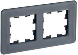 IEK Brite Decor графит матовый стекло скруглённые углы рамка 2 места BR-M22-G-41-K53 IEK Brite Decor графит матовый стекло скруглённые углы рамка 2 места BR-M22-G-41-K53