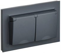 IEK Brite графит розетка 2-я с крышкой, 16А в сборе IP44 BR-R26-16-44-K53-F IEK Brite графит розетка 2-я с крышкой, 16А в сборе IP44 BR-R26-16-44-K53-F