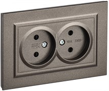 IEK Brite тёмная бронза розетка 2-я без заземления, со шторками, 10А в сборе BR-R23-10-K45-F IEK Brite тёмная бронза розетка 2-я без заземления, со шторками, 10А в сборе BR-R23-10-K45-F
