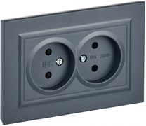 IEK Brite маренго розетка 2-я без заземления, со шторками, 10А в сборе BR-R23-10-K35-F IEK Brite маренго розетка 2-я без заземления, со шторками, 10А в сборе BR-R23-10-K35-F