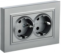 IEK Brite алюминий розетка 2 - места, с заземлением и шторками, 16А в сборе BR-R24-16-K47-F IEK Brite алюминий розетка 2 - места, с заземлением и шторками, 16А в сборе BR-R24-16-K47-F
