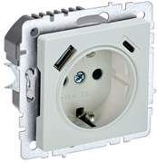 IEK Brite Base жемчуг розетка с заземлением и шторками, 16А с USB A+C 18Вт BR-R14-16-U22-018-K36 IEK Brite Base жемчуг розетка с заземлением и шторками, 16А с USB A+C 18Вт BR-R14-16-U22-018-K36