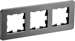 IEK Brite Decor титан металл скруглённые углы рамка 3 места BR-M32-M-01-K48 IEK Brite Decor титан металл скруглённые углы рамка 3 места BR-M32-M-01-K48